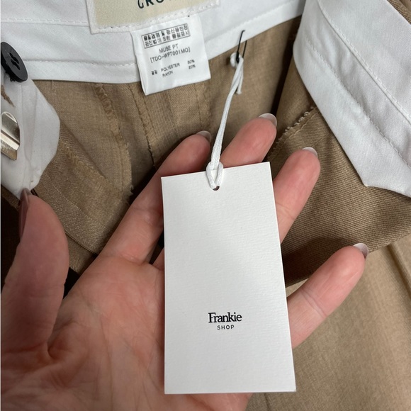 Frankie Shop | NWT Straight Leg Pleat Front Trousers Natural Medium - Picture 9 of 9